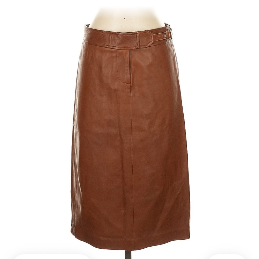 Ralph Lauren tan brown Leather Skirt